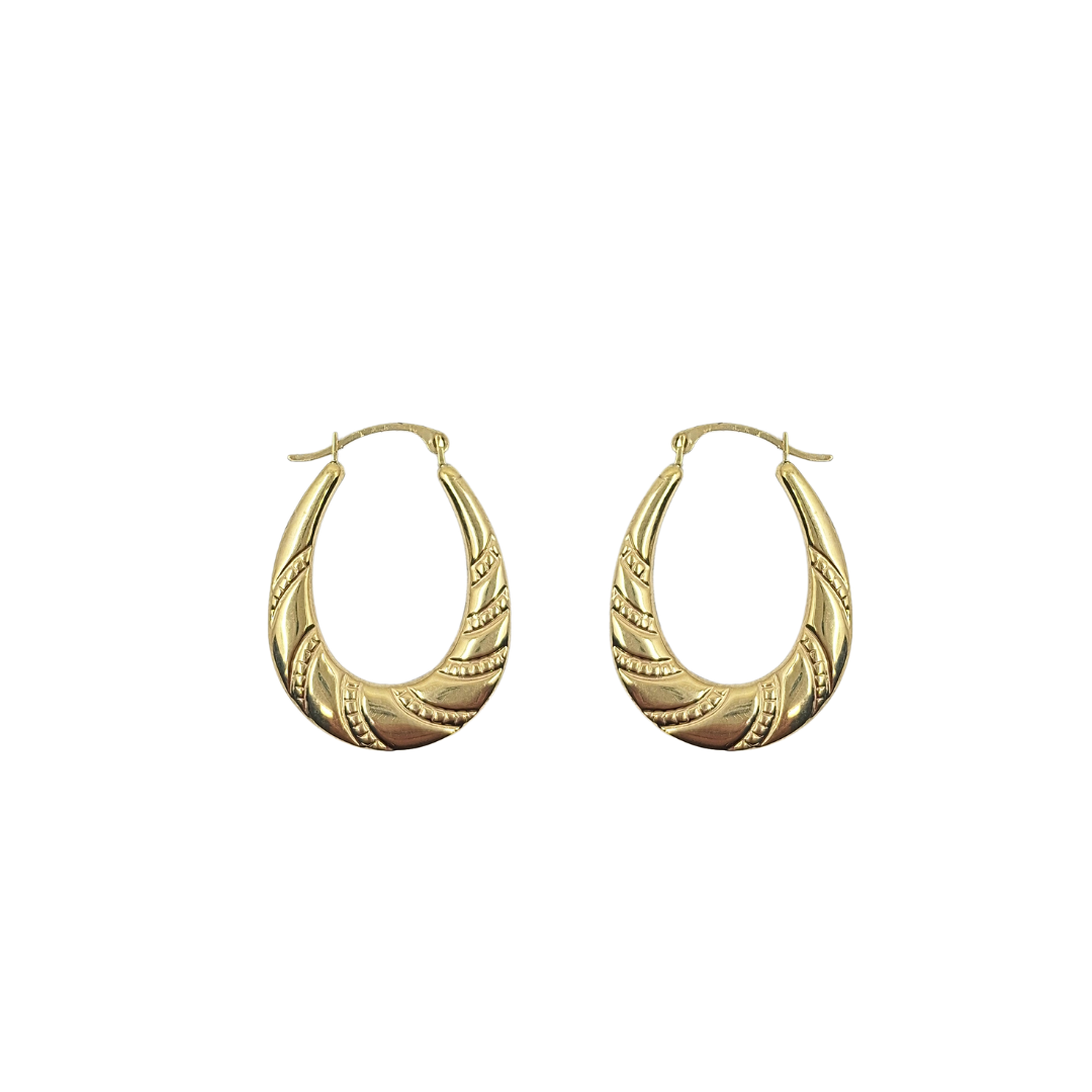 9ct Yellow Gold Oval Creole Earrings