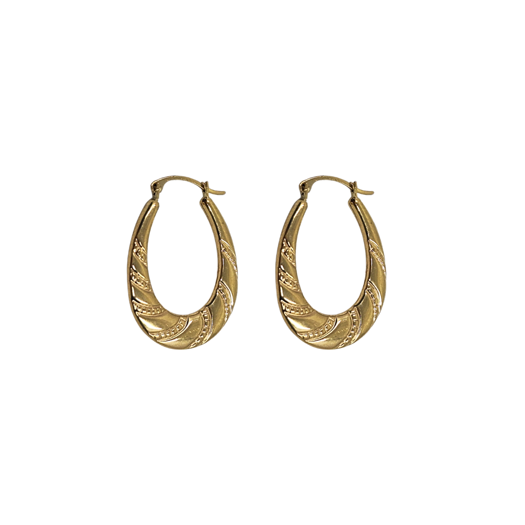 9ct Yellow Gold Oval Creole Earrings