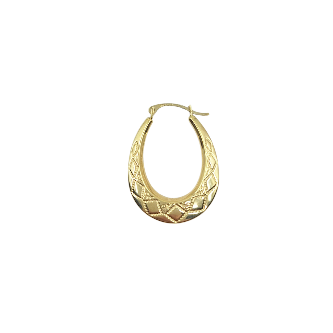 9ct Yellow Gold Oval Patterned Creole Earrings
