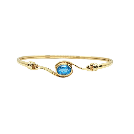 9ct Yellow Gold Blue Topaz Bangle