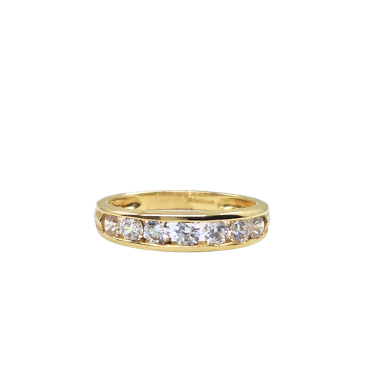 14ct Yellow Gold Channel Set Cubic Zirconia Eternity Ring