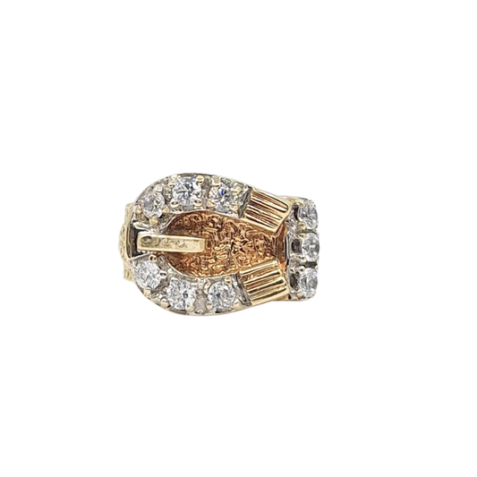 9ct Yellow Gold CZ Buckle Ring