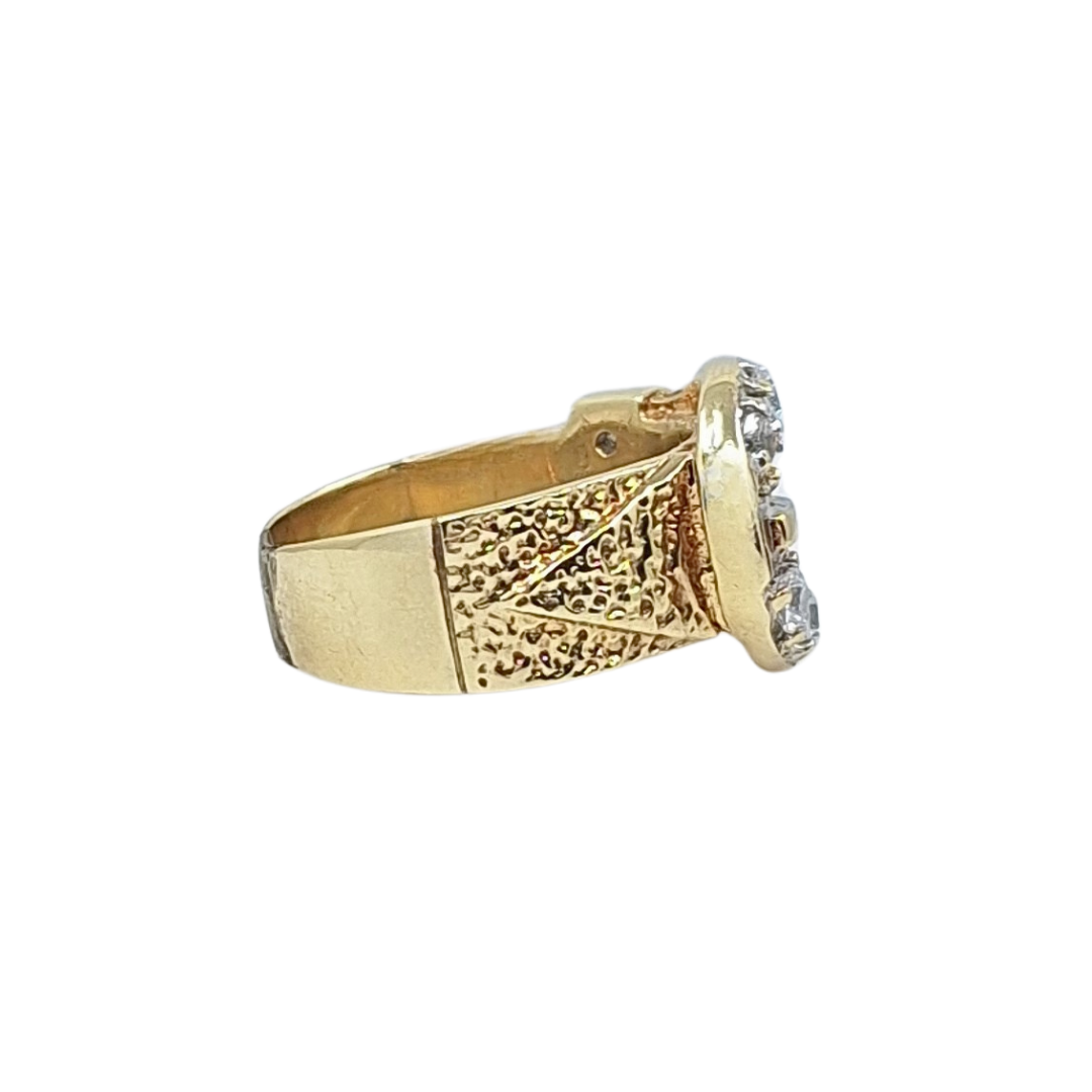 9ct Yellow Gold CZ Buckle Ring