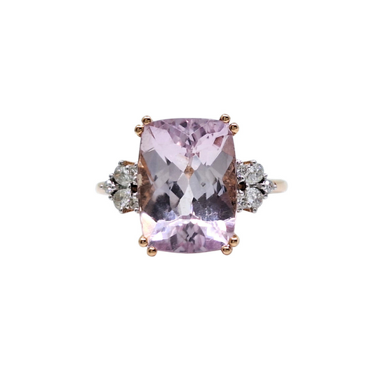 18ct Rose Gold Kunzite & Diamond Ring