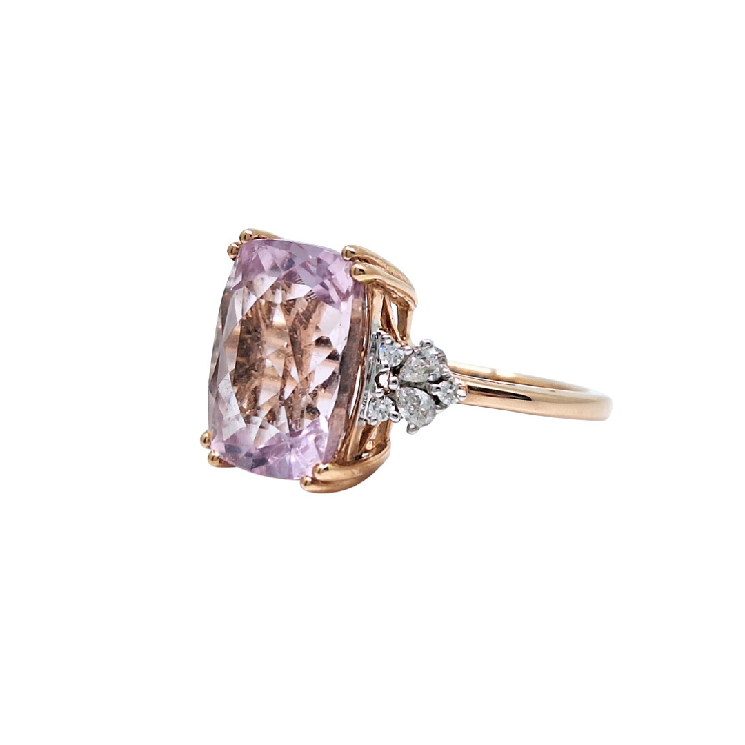 18ct Rose Gold Kunzite & Diamond Ring