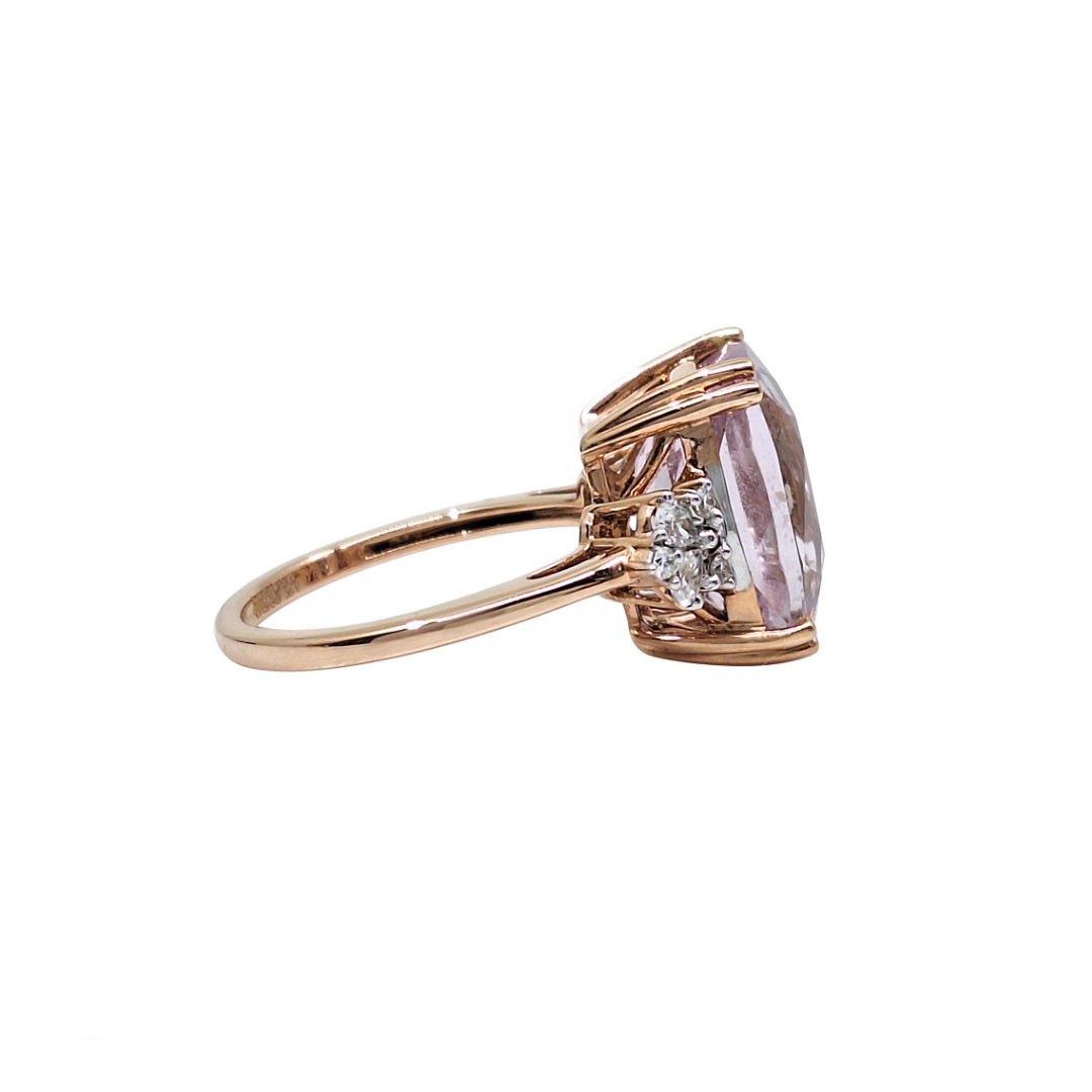 18ct Rose Gold Kunzite & Diamond Ring