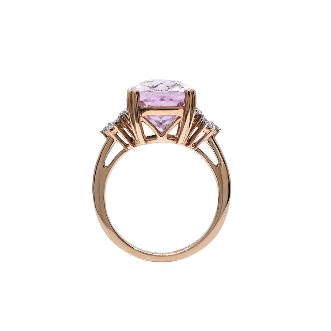 18ct Rose Gold Kunzite & Diamond Ring