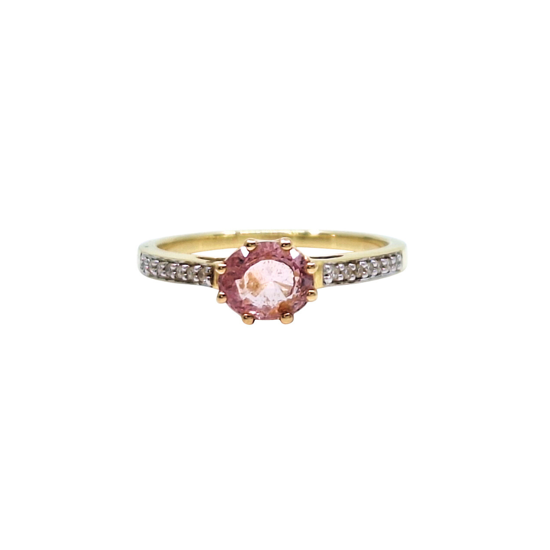 18ct Yellow Gold Pink Sapphire & Diamond Ring