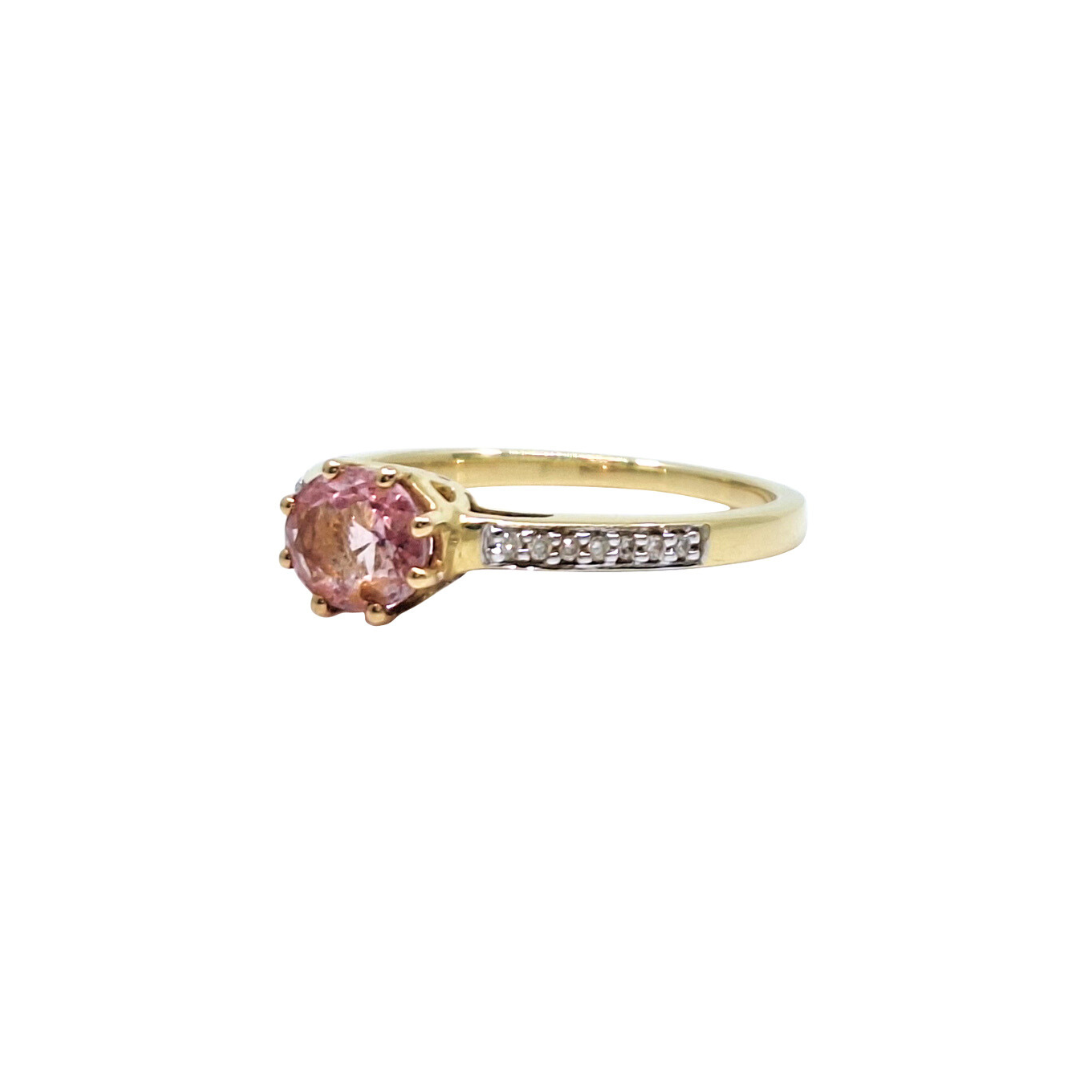 18ct Yellow Gold Pink Sapphire & Diamond Ring