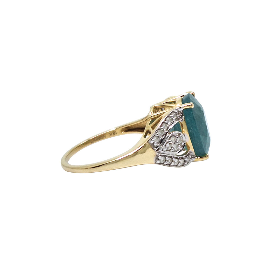 18ct Yellow Gold Grandidierite & Diamond Ring