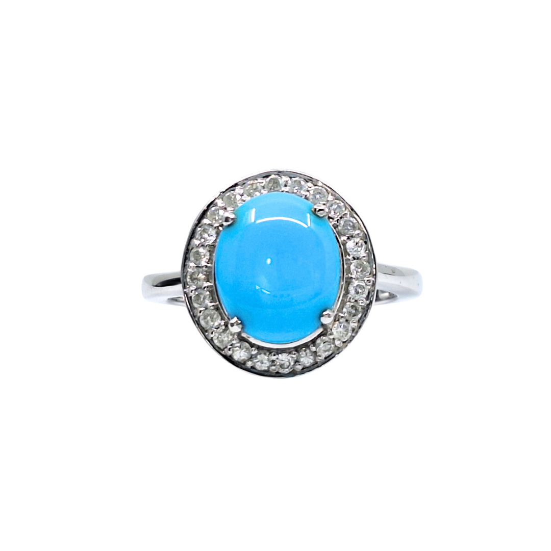 14ct White Gold Turquoise & Diamond Ring