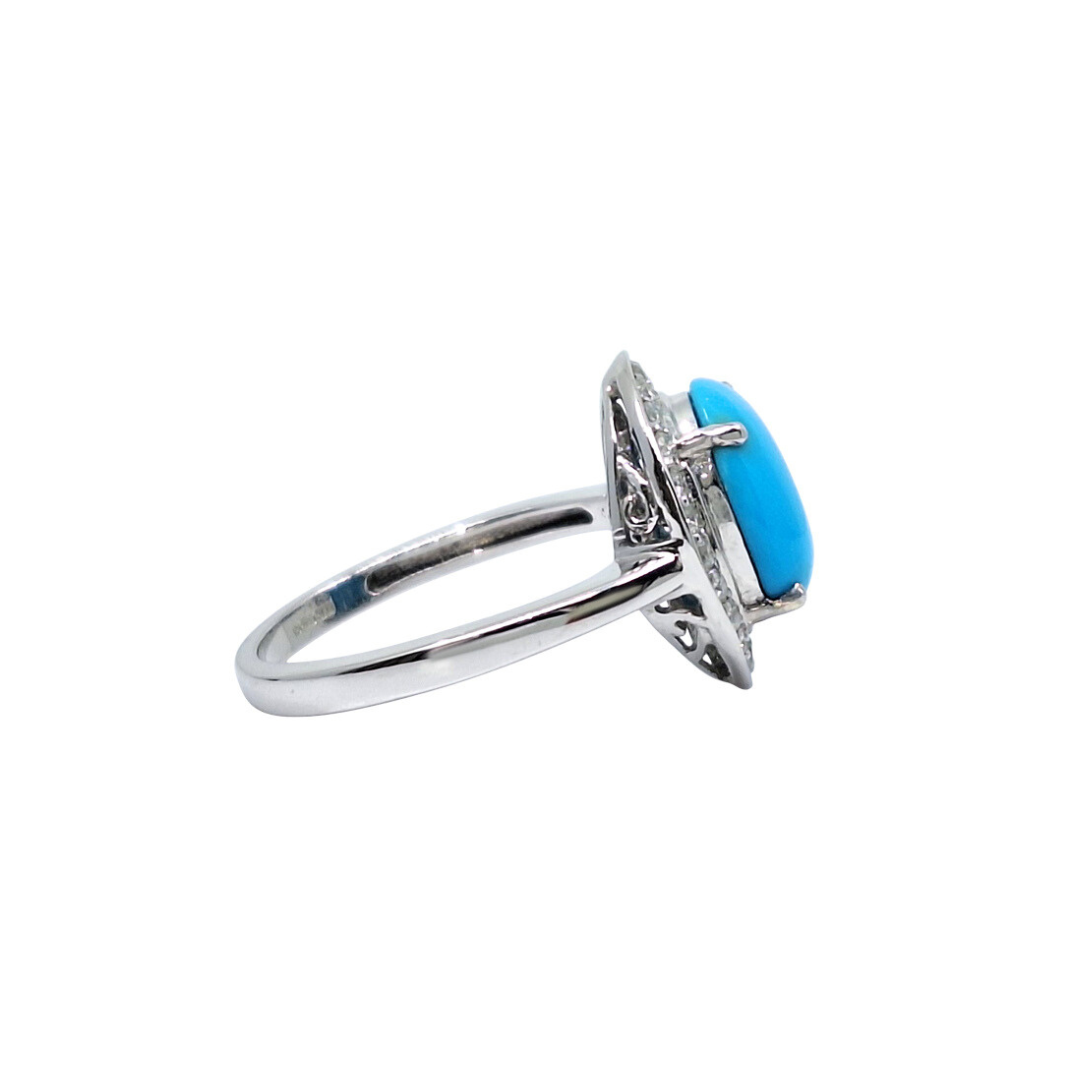 14ct White Gold Turquoise & Diamond Ring