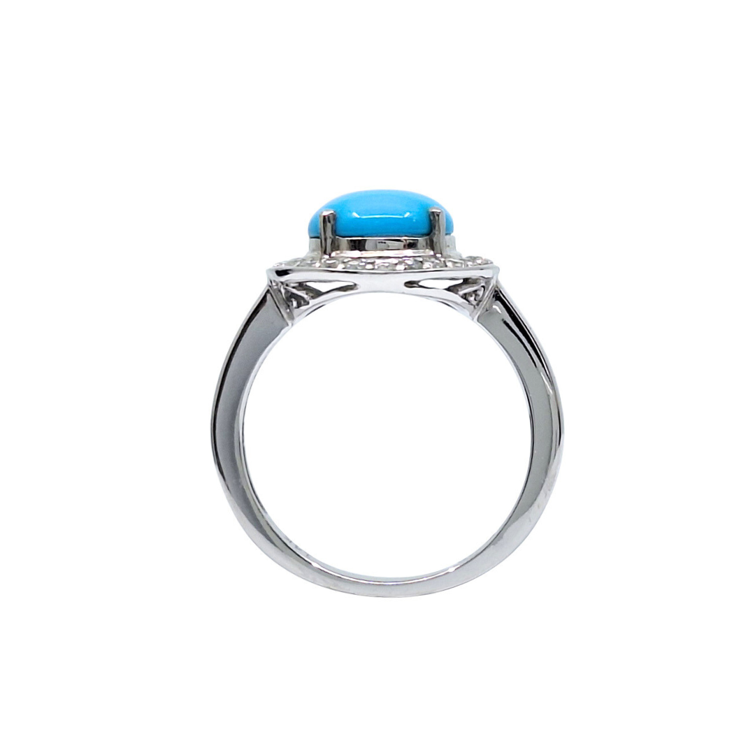 14ct White Gold Turquoise & Diamond Ring