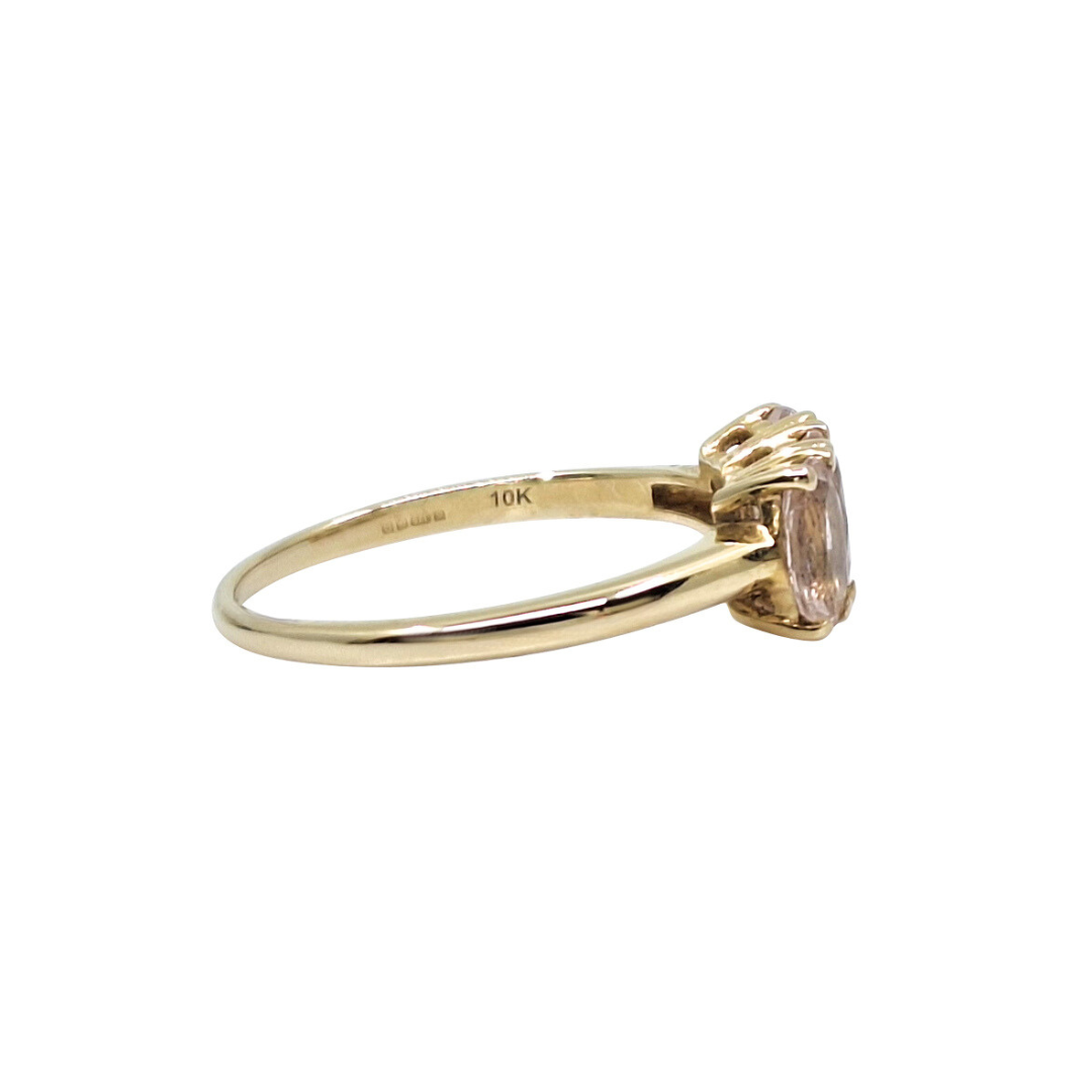 9ct Yellow Gold Pink Gemstone Three Stone Ring