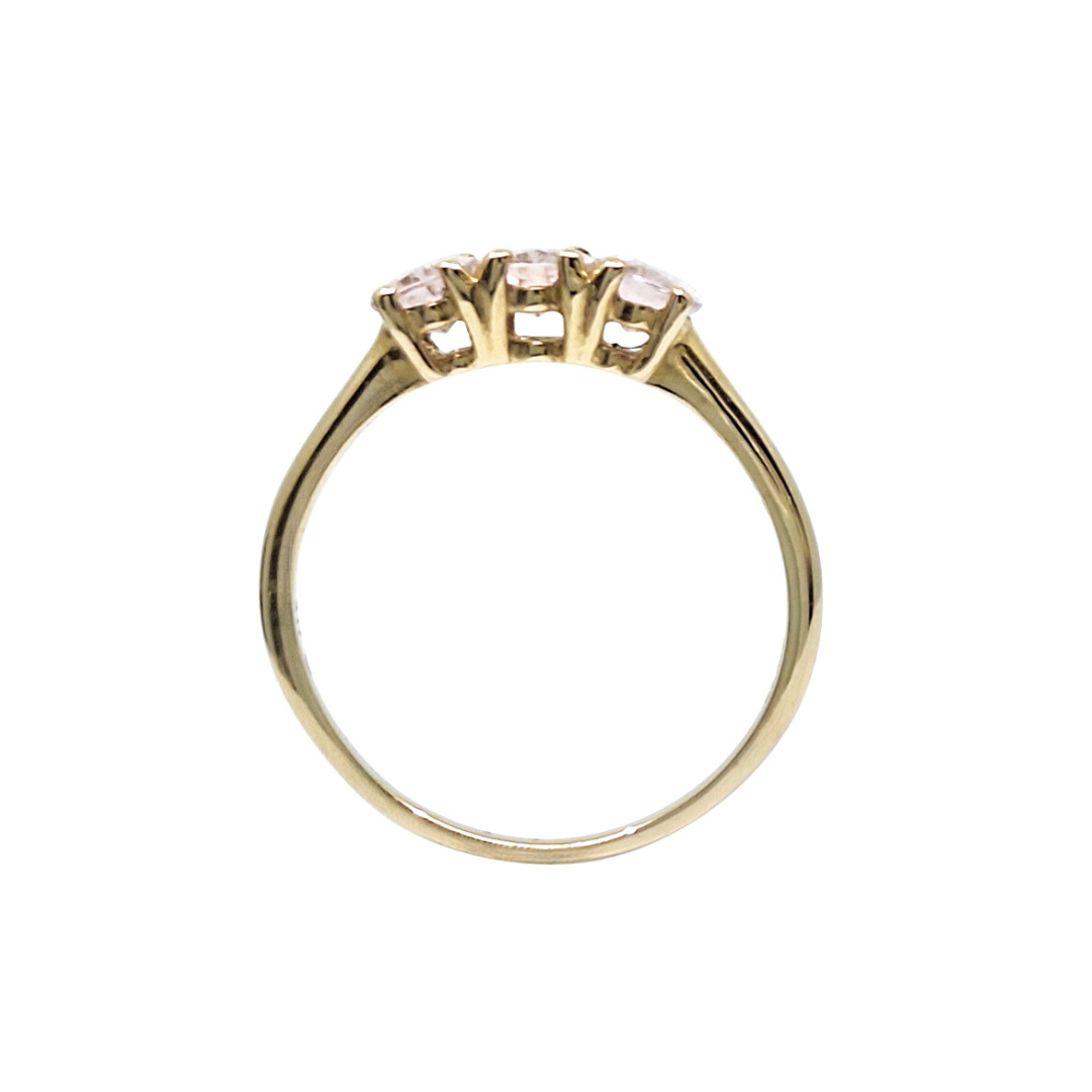 9ct Yellow Gold Pink Gemstone Three Stone Ring