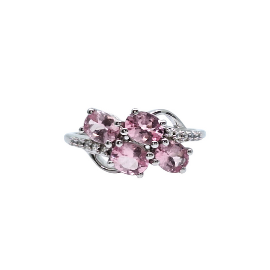 9ct White Gold Pink Gemstone Ring