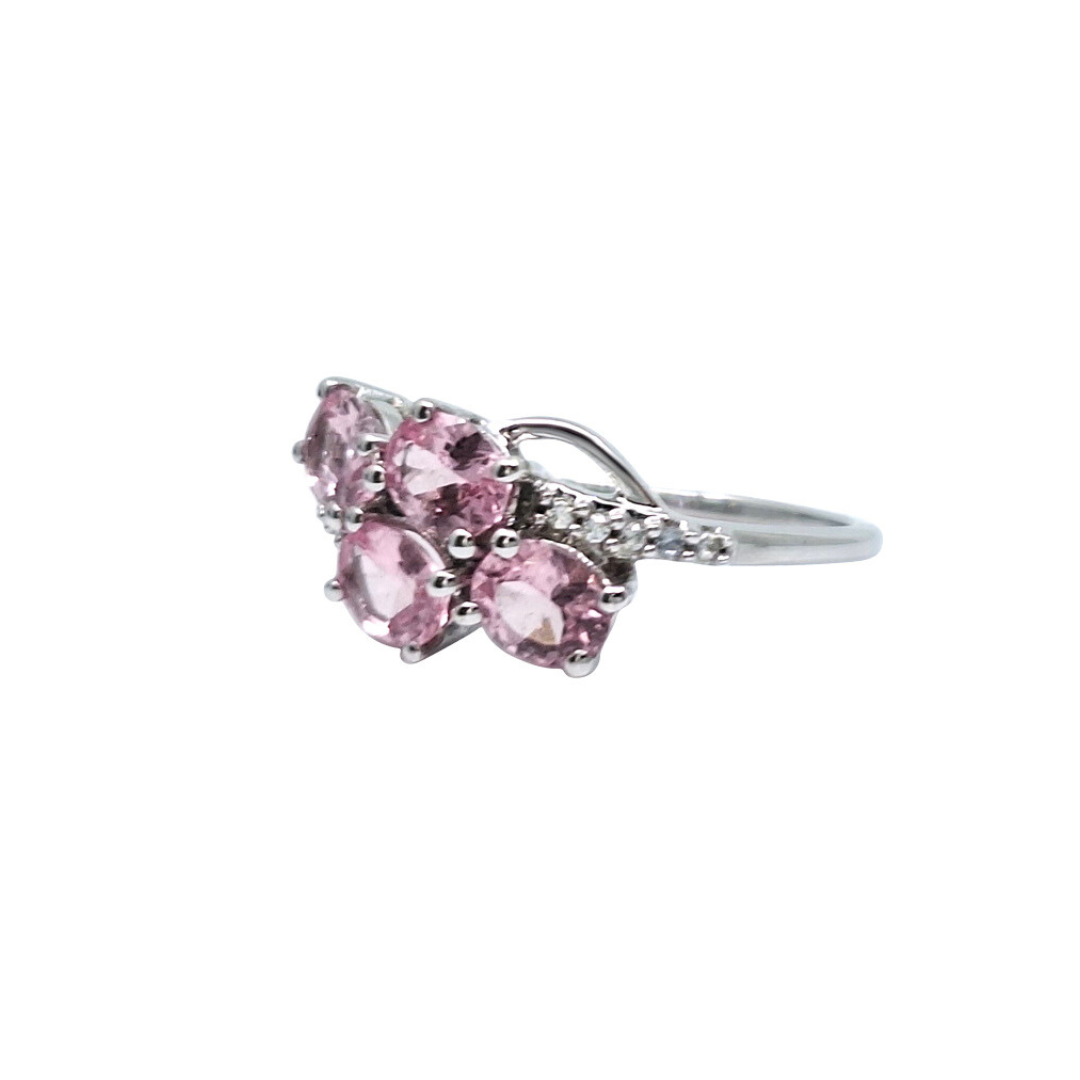 9ct White Gold Pink Gemstone Ring