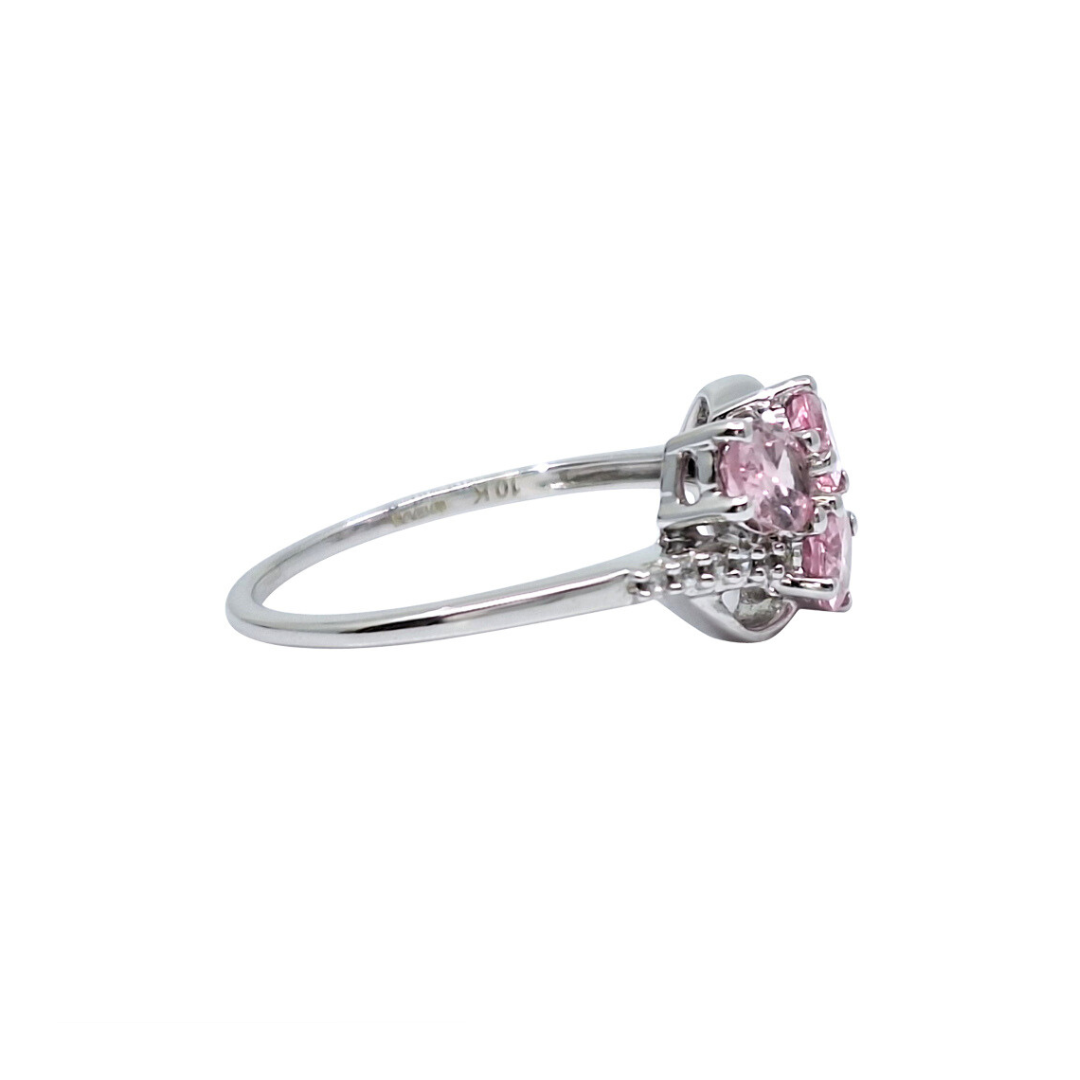 9ct White Gold Pink Gemstone Ring