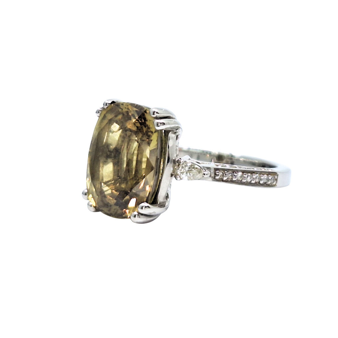 Platinum Csarite & Diamond Ring