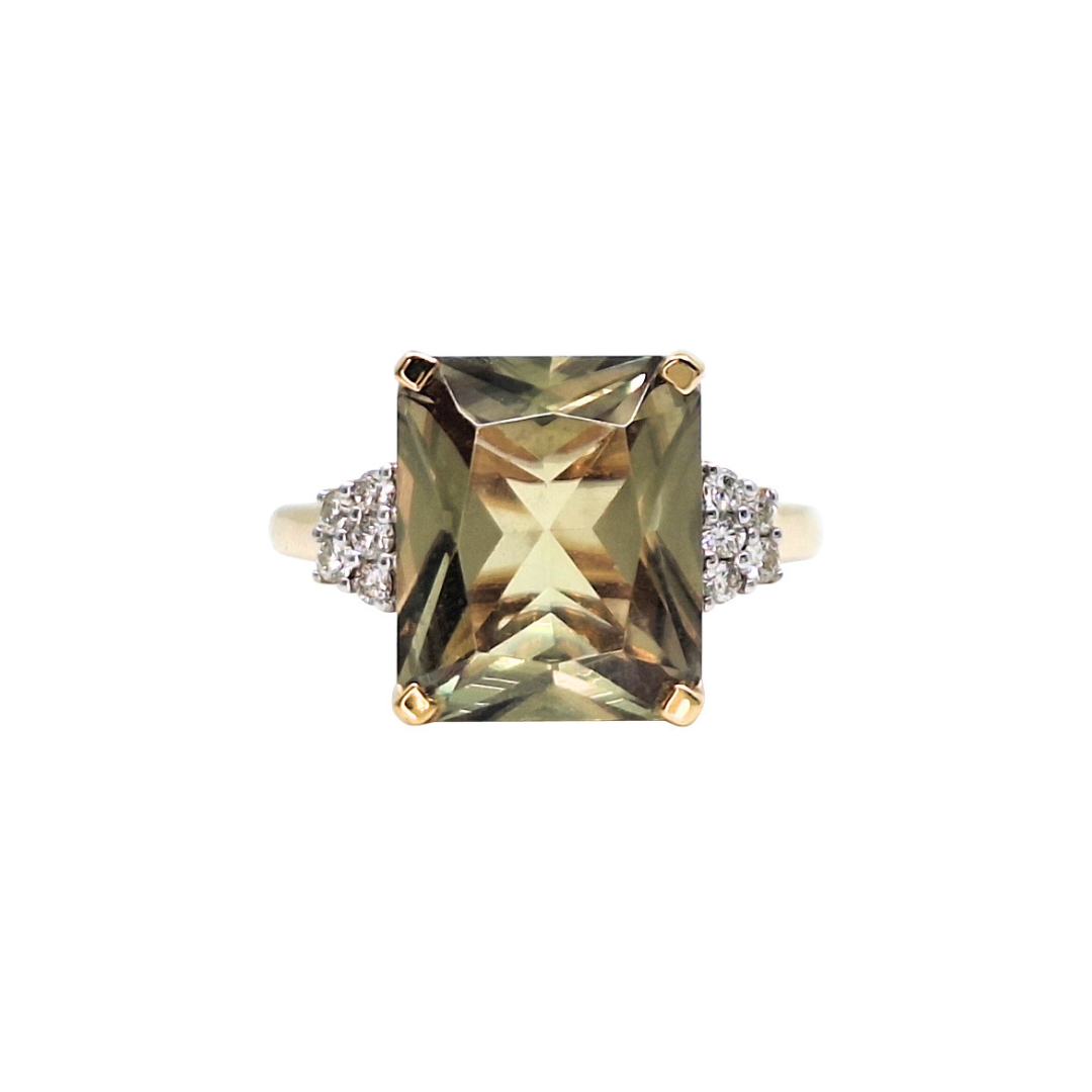 18ct Yellow Gold Csarite & Diamond Ring