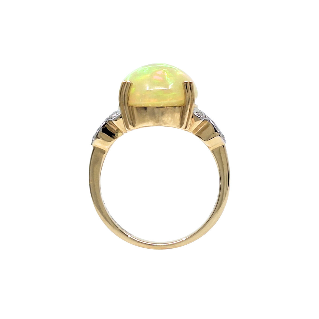 18ct Yellow Gold Opal & Diamond Ring