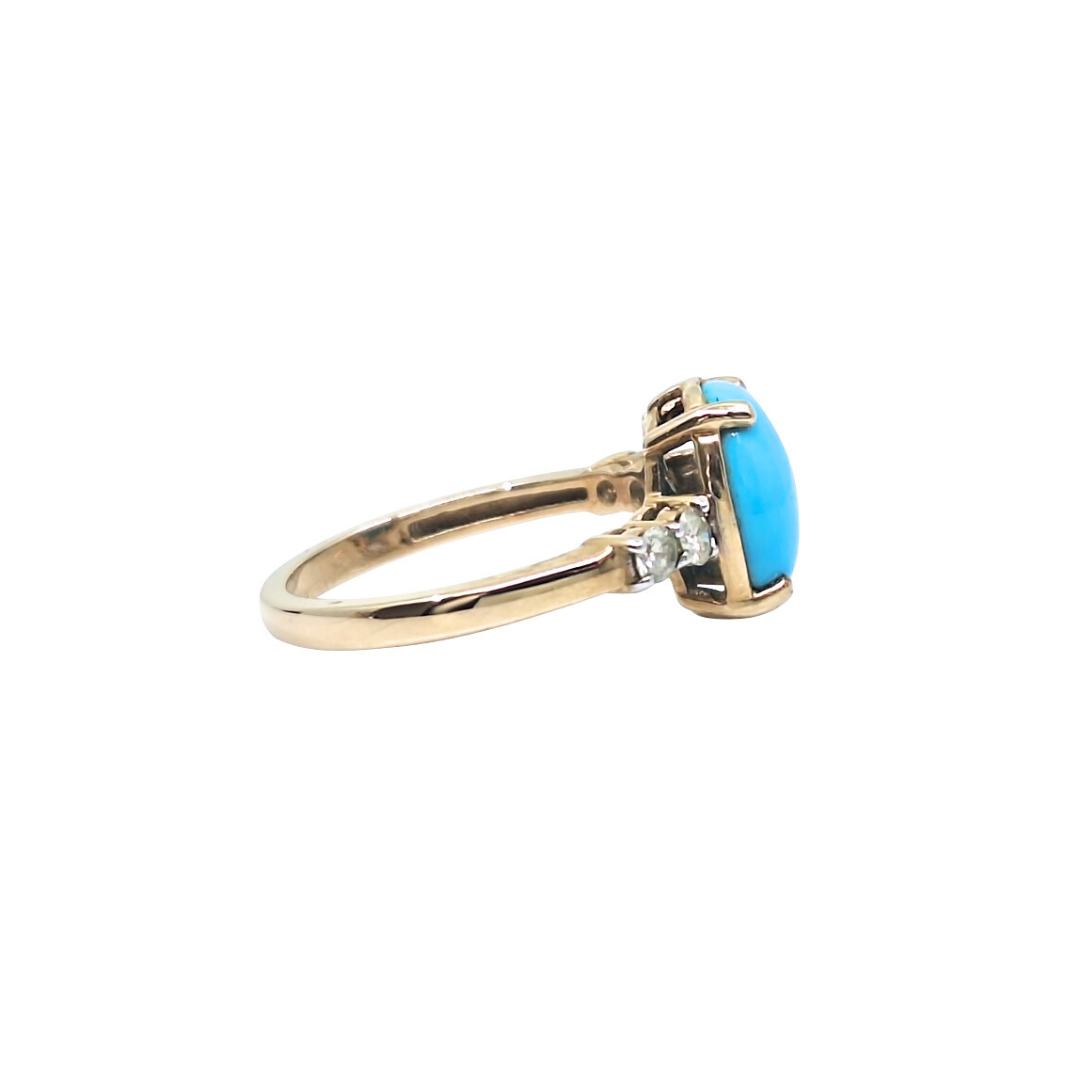 9ct Yellow Gold Turquoise & Diamond Ring