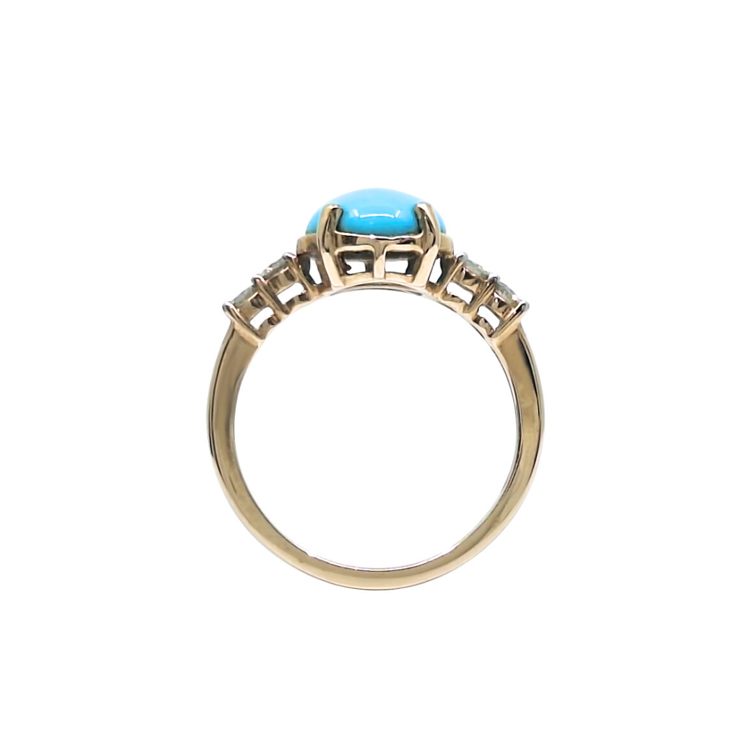 9ct Yellow Gold Turquoise & Diamond Ring