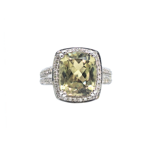 18ct White Gold Csarite & Diamond Dress Ring