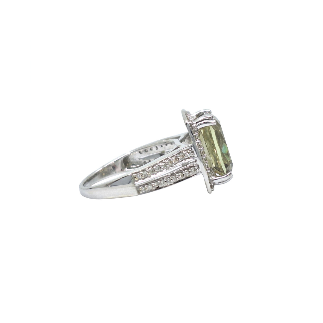 18ct White Gold Csarite & Diamond Dress Ring