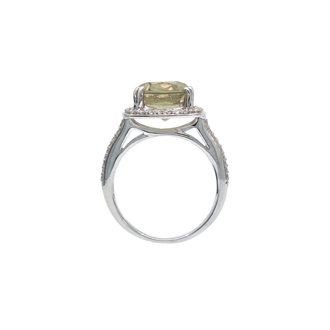 18ct White Gold Csarite & Diamond Dress Ring