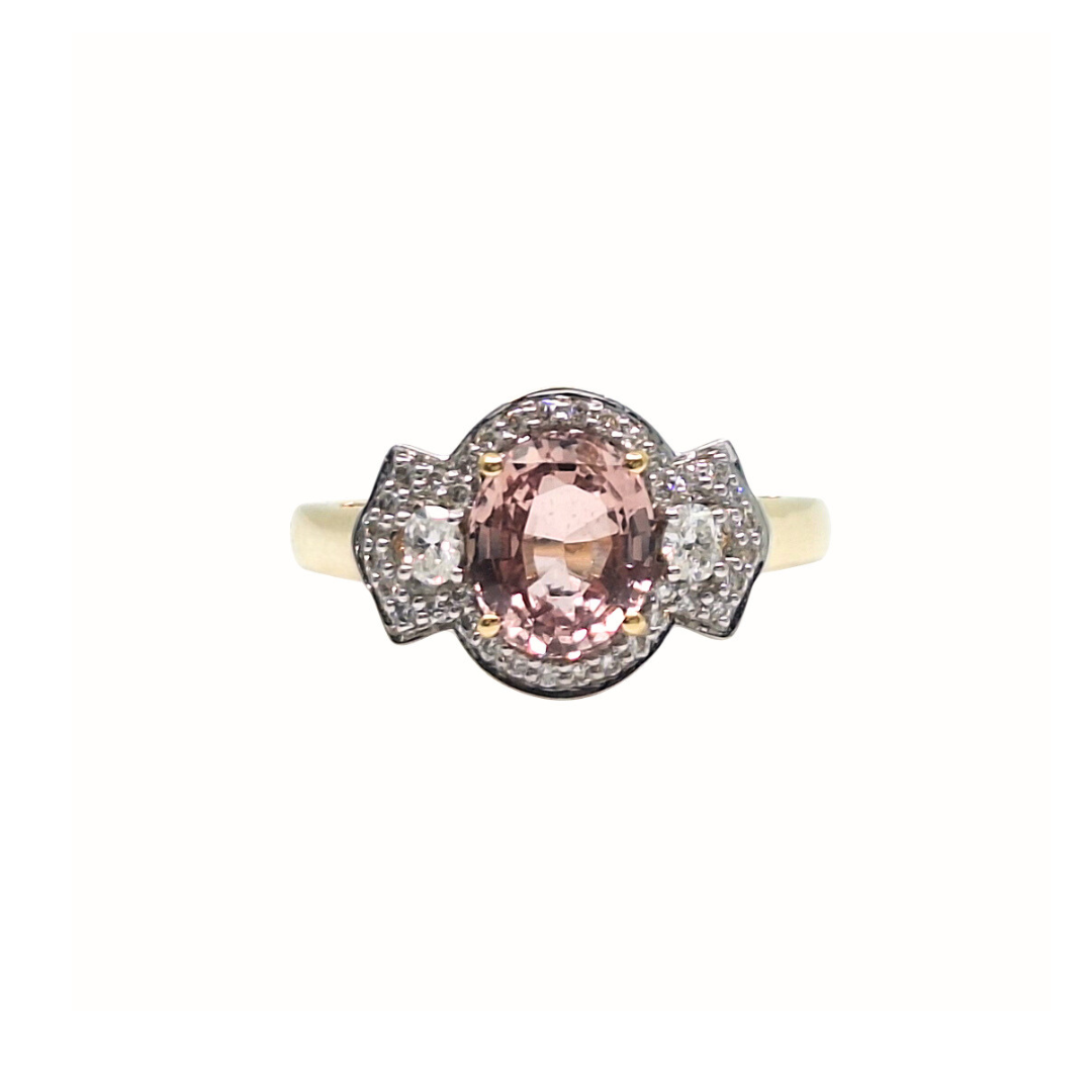 18ct Yellow Gold Morganite & Diamond Ring