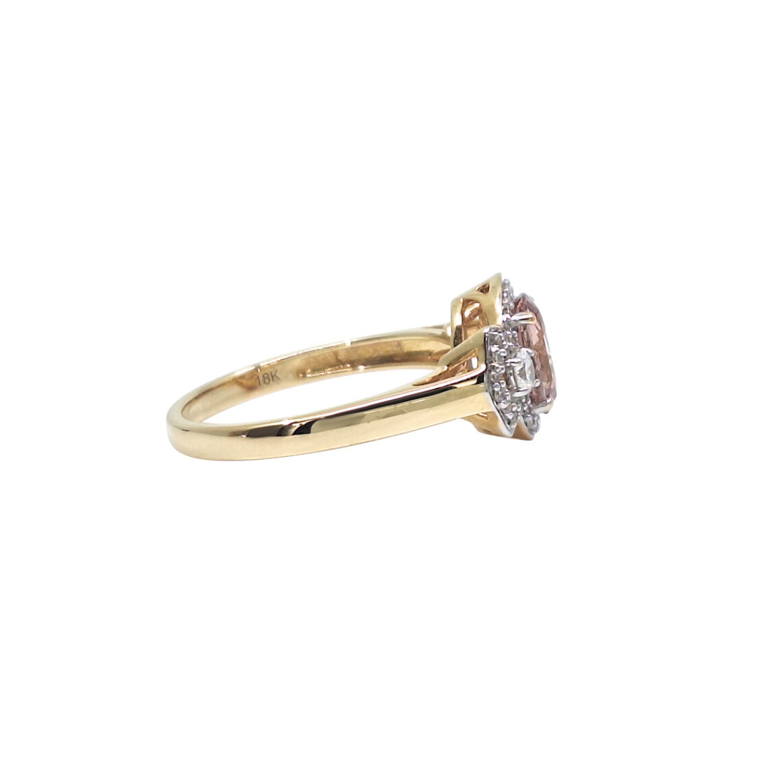 18ct Yellow Gold Morganite & Diamond Ring