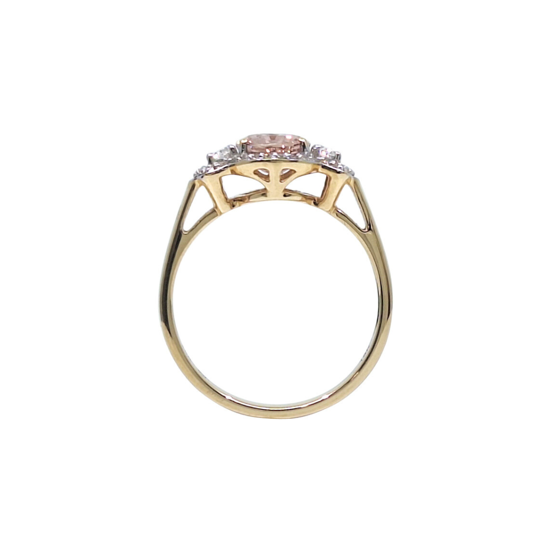 18ct Yellow Gold Morganite & Diamond Ring