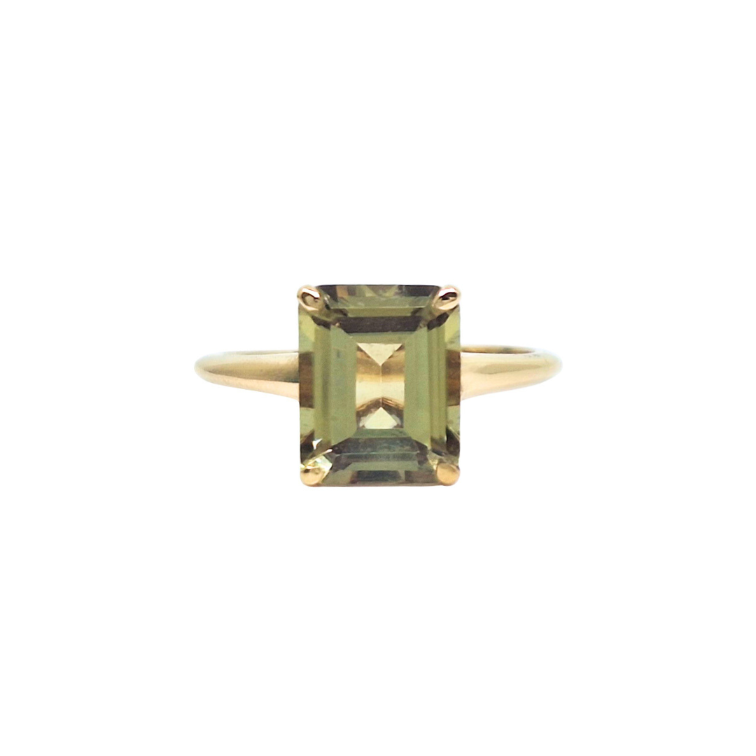 18ct Yellow Gold Csarite Emerald Cut Ring