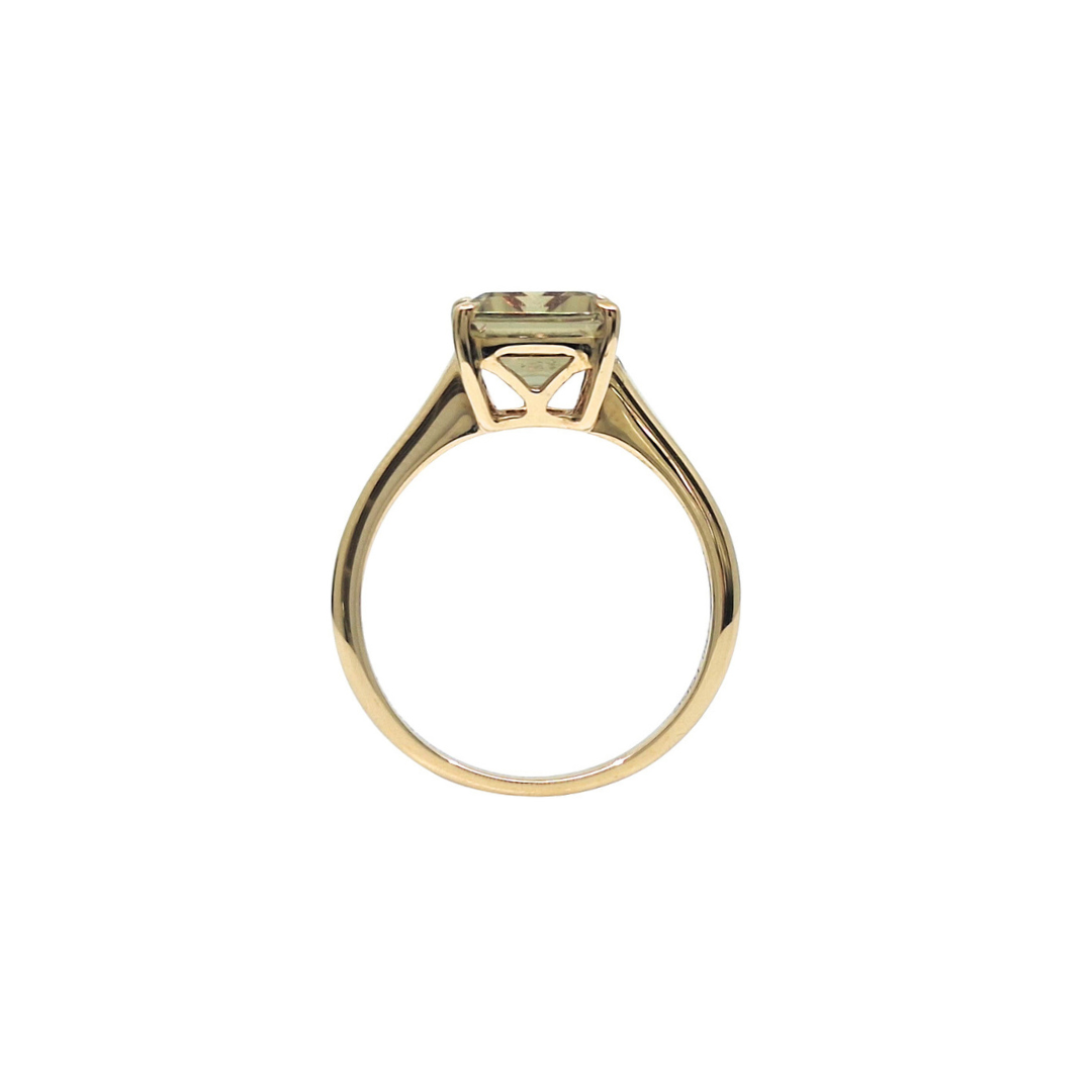 18ct Yellow Gold Csarite Emerald Cut Ring