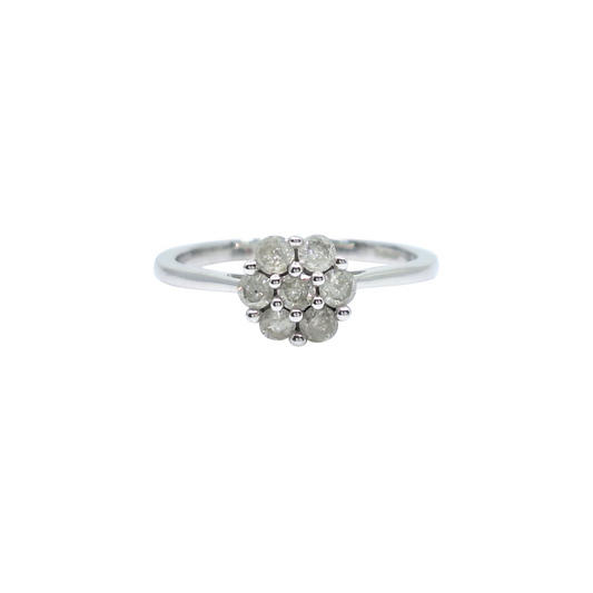 9ct White Gold Diamond Cluster Ring