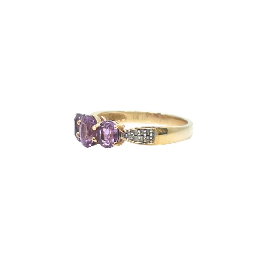 9ct Yellow Gold Purple Sapphire Three Stone Ring