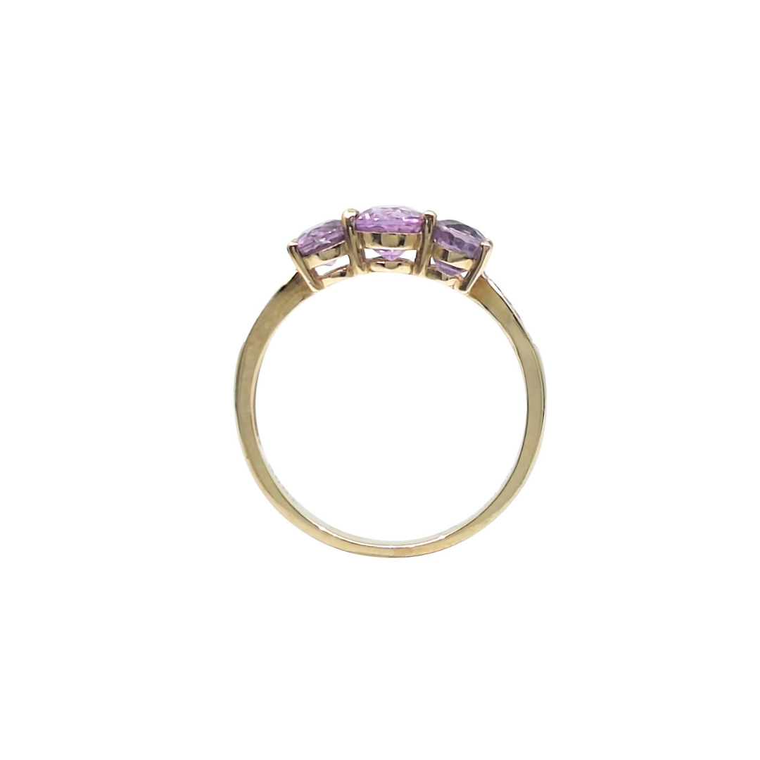 9ct Yellow Gold Purple Sapphire Three Stone Ring