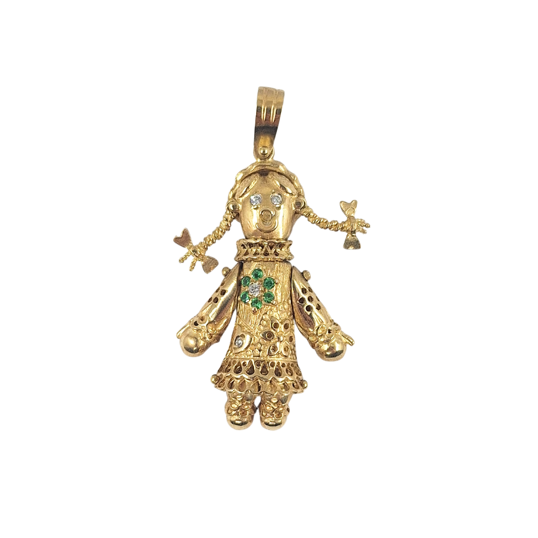 9ct Yellow Gold Cubic Zirconia Dolly Pendant