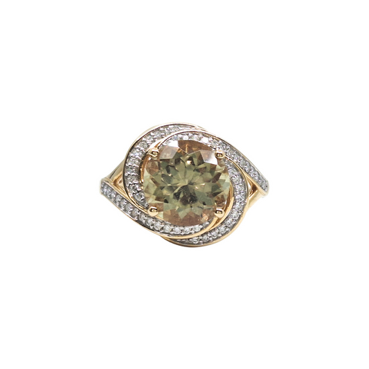 18ct Yellow Gold Csarite & Diamond Ring