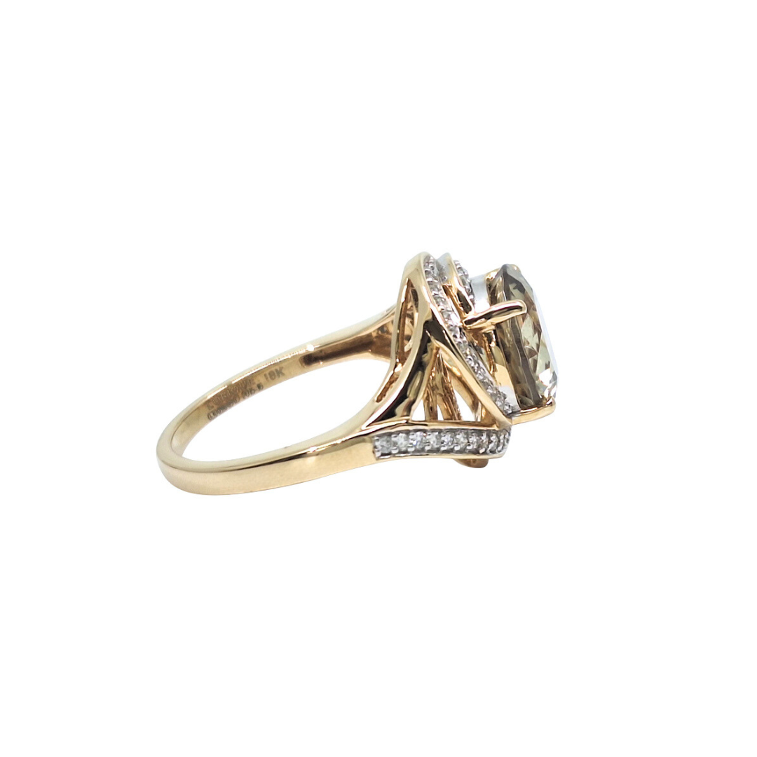 18ct Yellow Gold Csarite & Diamond Ring