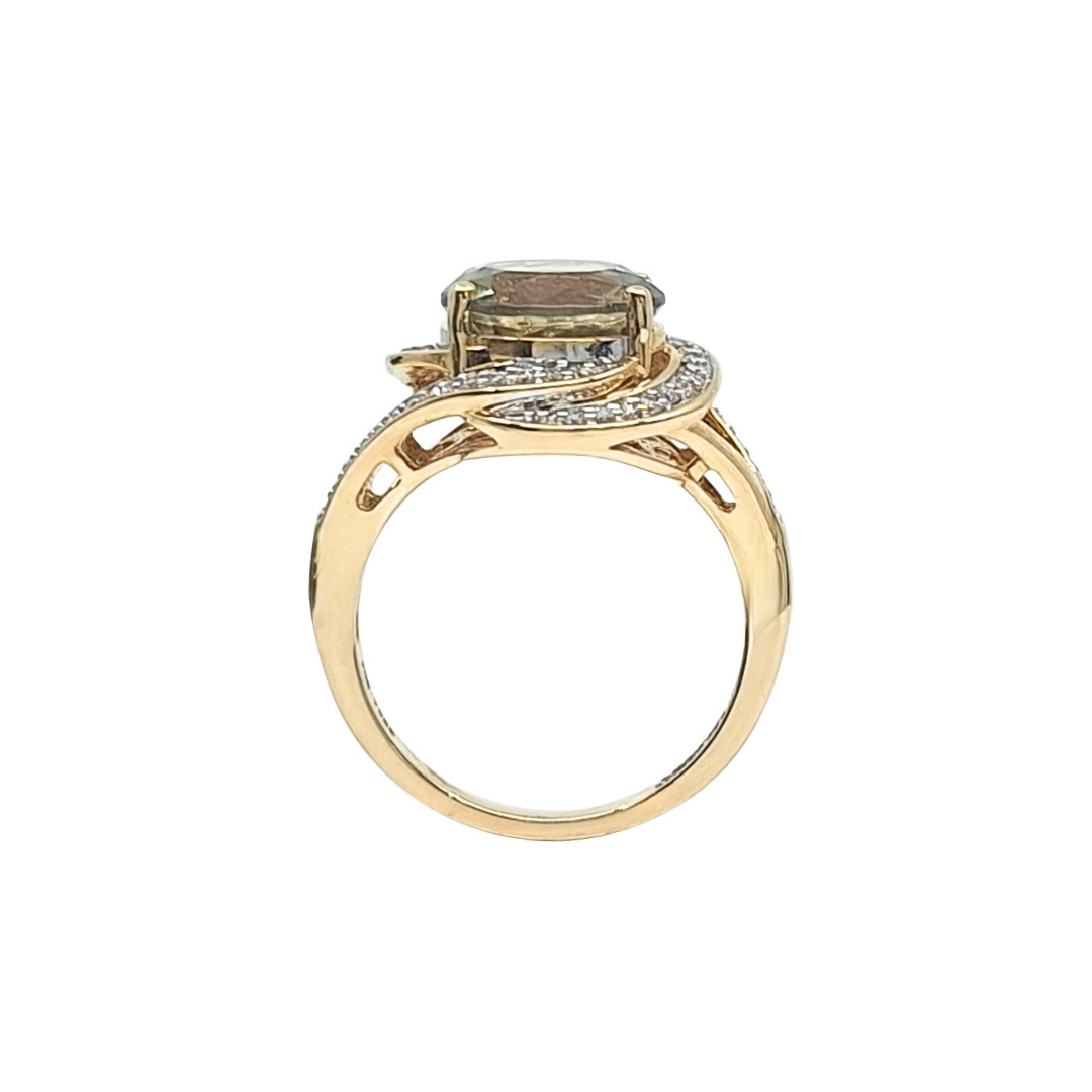 18ct Yellow Gold Csarite & Diamond Ring