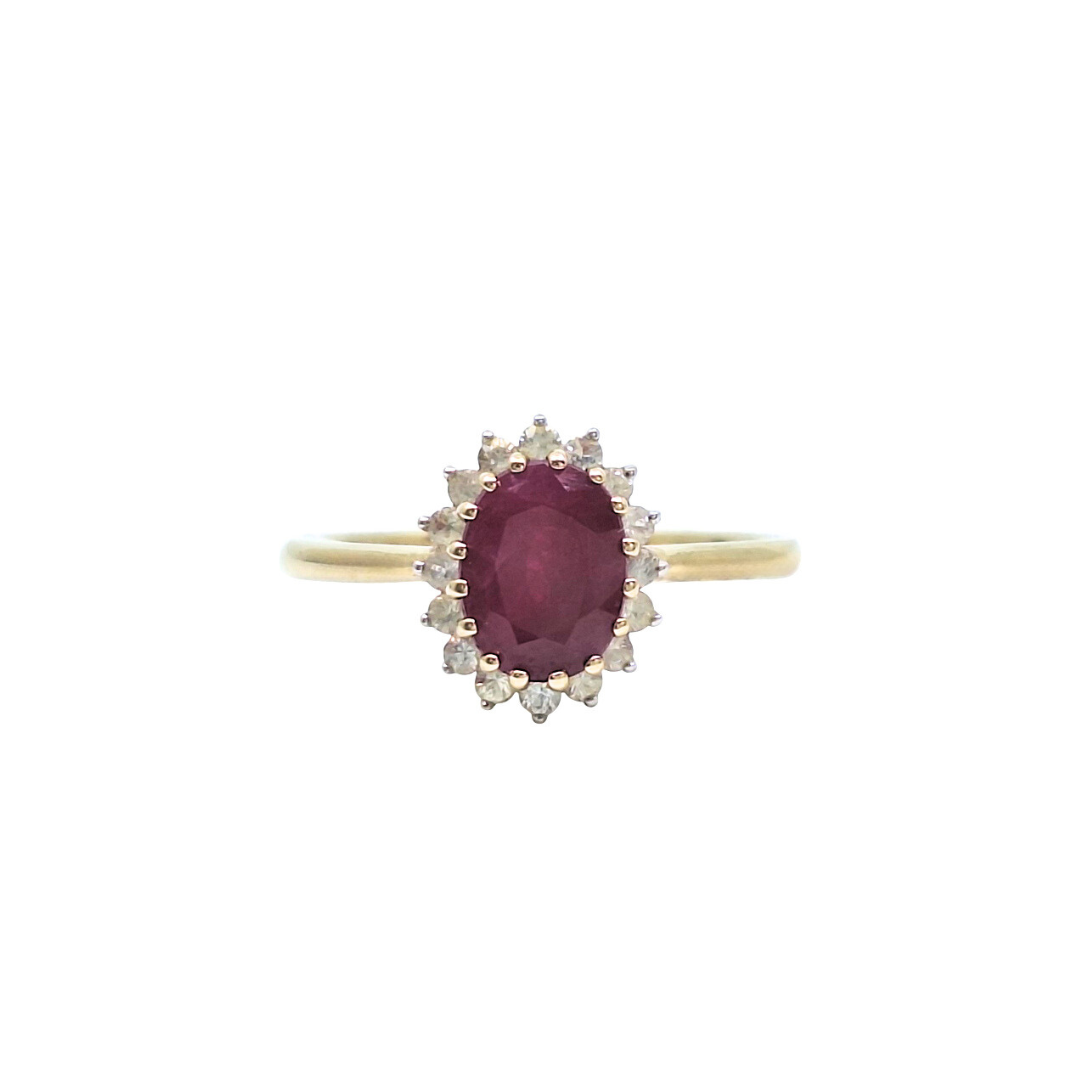 9ct Yellow Gold Ruby & Diamond Ring