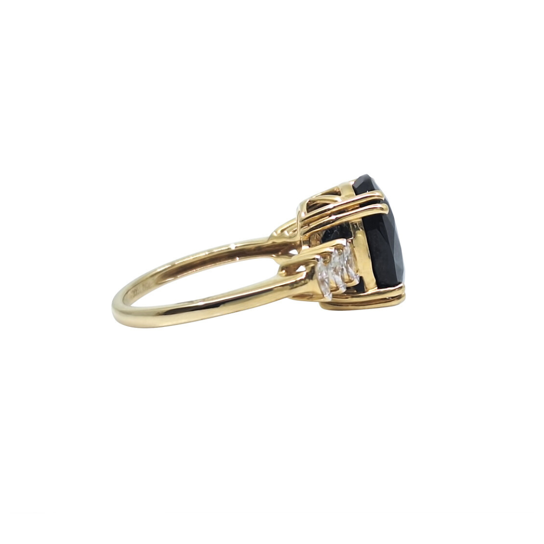 18ct Yellow Gold Indicolite & Diamond Ring