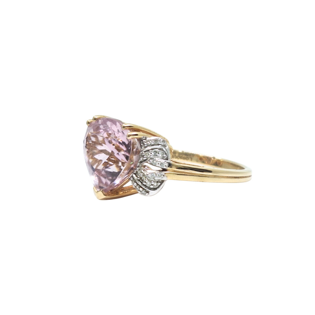 18ct Yellow Gold Kunzite & Diamond Ring