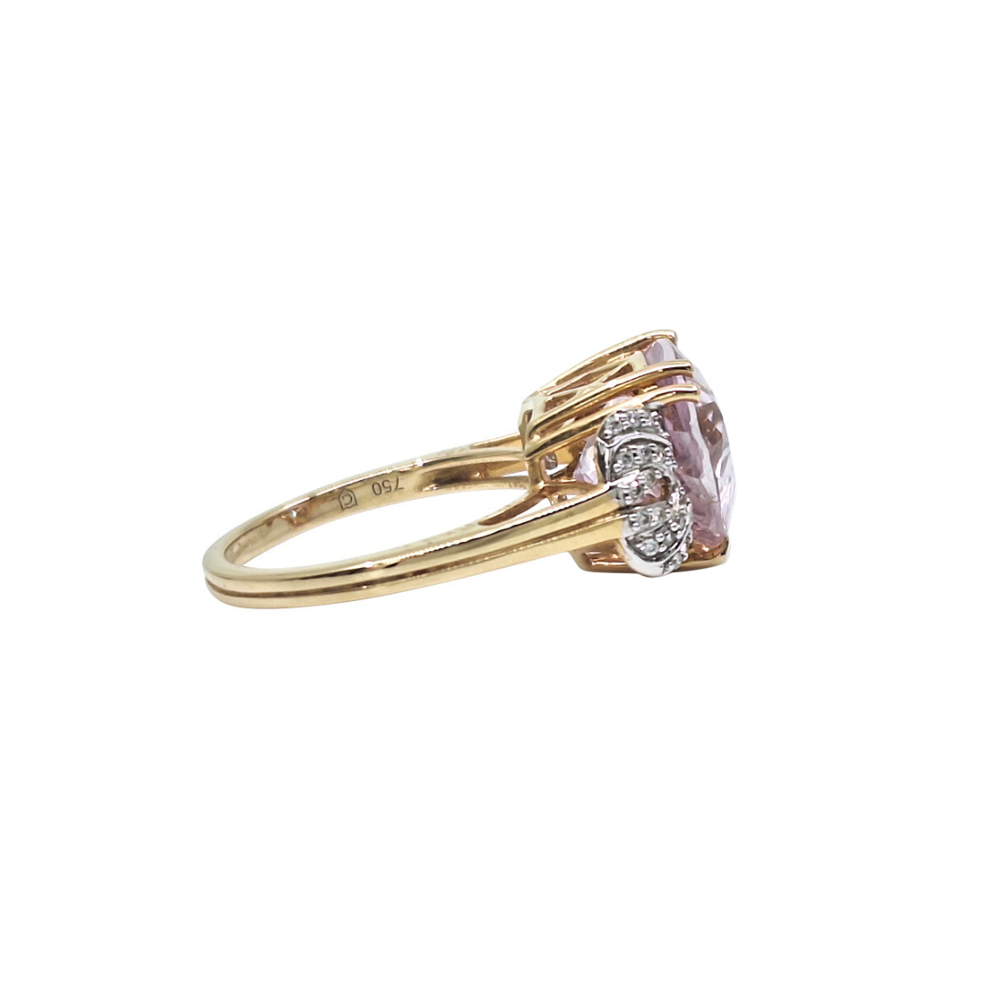 18ct Yellow Gold Kunzite & Diamond Ring