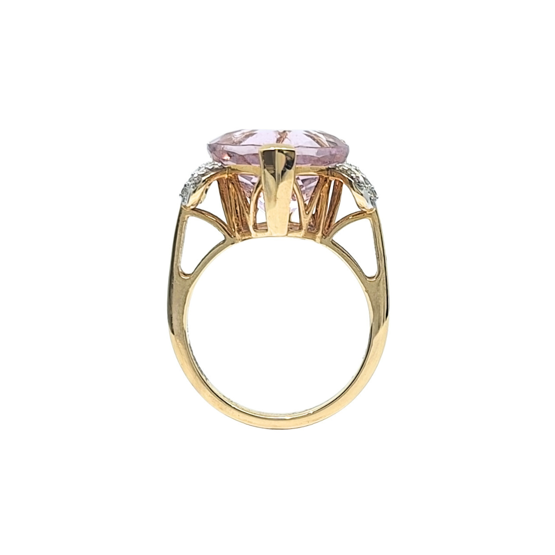 18ct Yellow Gold Kunzite & Diamond Ring