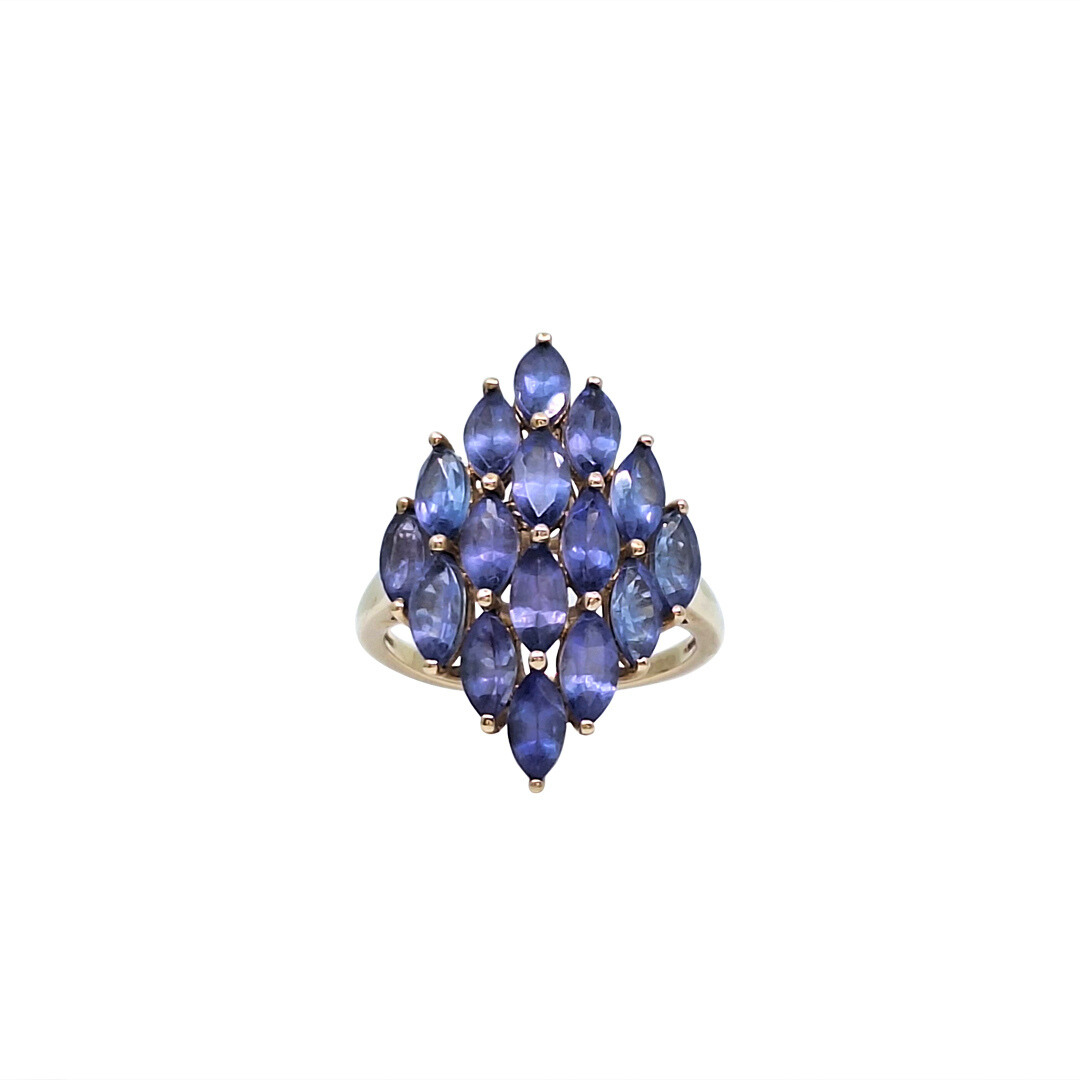 9ct Yellow Gold Tanzanite Cluster Ring