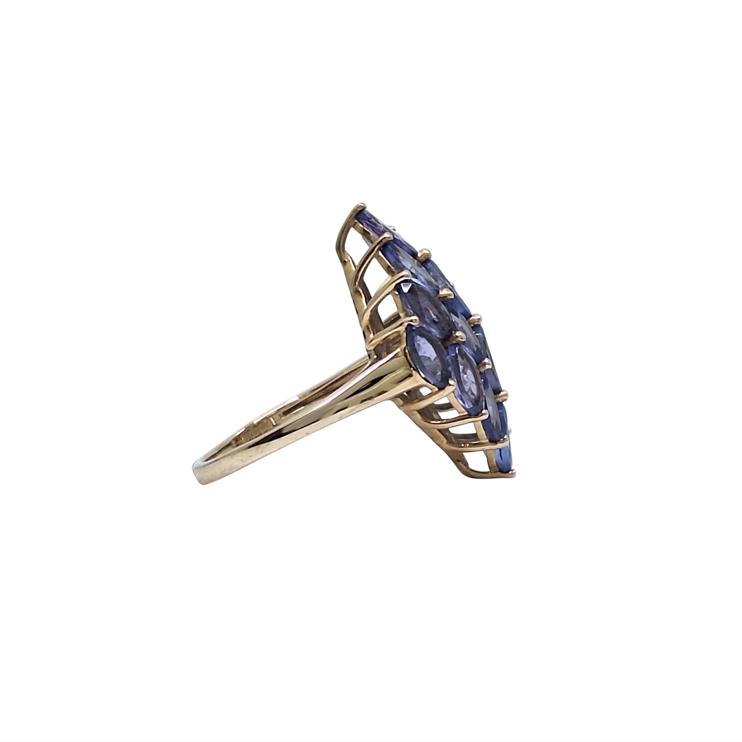 9ct Yellow Gold Tanzanite Cluster Ring