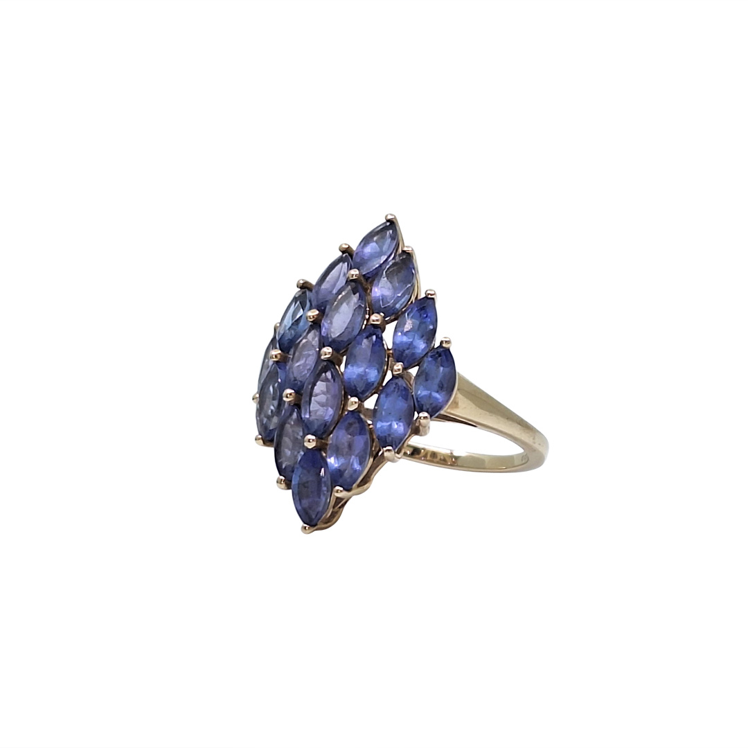 9ct Yellow Gold Tanzanite Cluster Ring